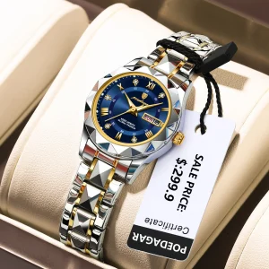 poedagar luxury ladies dress watch luminous waterproof week date woman wristwatch stainless steel women quartz watches reloj+box